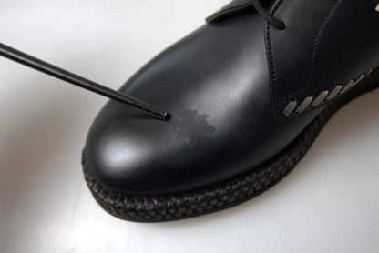Dolce &amp; Gabbana Black Leather Beige Derby Dress Shoes