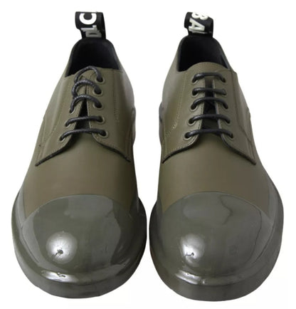Dolce &amp; Gabbana Green Leather Rubber Sole Dress Shoes