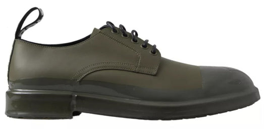 Chaussures habillées en cuir vert à semelle en caoutchouc Dolce &amp; Gabbana