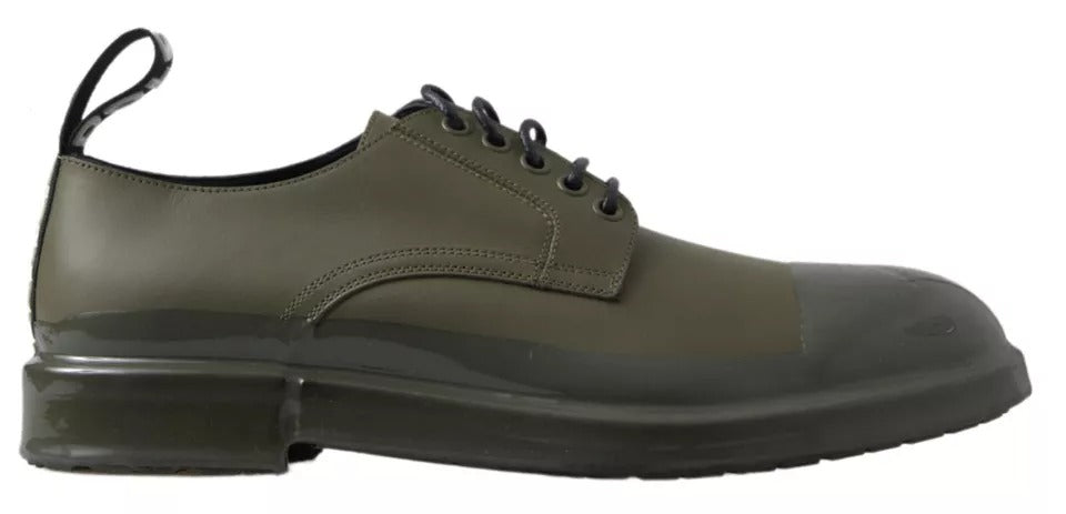 Dolce &amp; Gabbana Green Leather Rubber Sole Dress Shoes