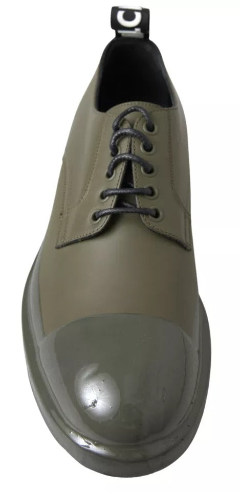 Dolce &amp; Gabbana Green Leather Rubber Sole Dress Shoes
