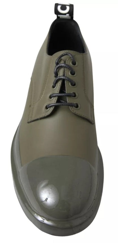 Dolce &amp; Gabbana Green Leather Rubber Sole Dress Shoes