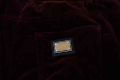 Dolce & Gabbana Bordeaux Velvet Stretch Slim Fit Pants by Dolce & Gabbana