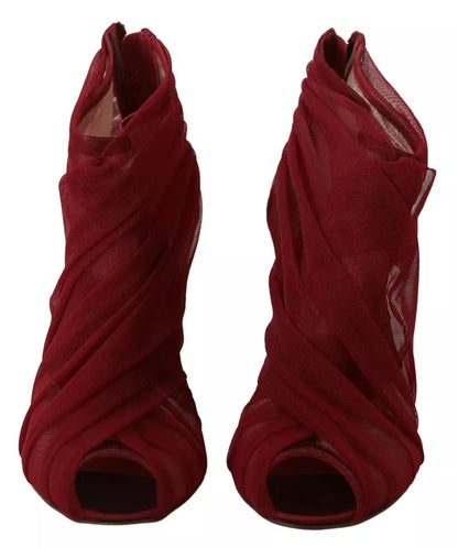 Dolce & Gabbana Red Tulle Ankle Boots Stiletto Heels Shoes by Dolce & Gabbana