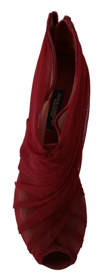 Dolce & Gabbana Red Tulle Ankle Boots Stiletto Heels Shoes by Dolce & Gabbana