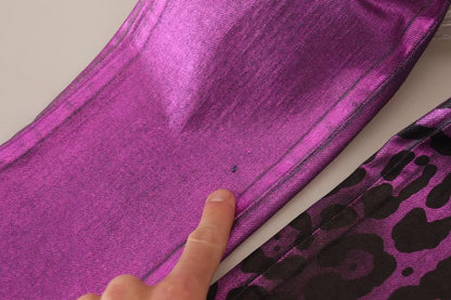 Dolce & Gabbana Purple Leopard Cotton Slim Fit Denim Jeans by Dolce & Gabbana