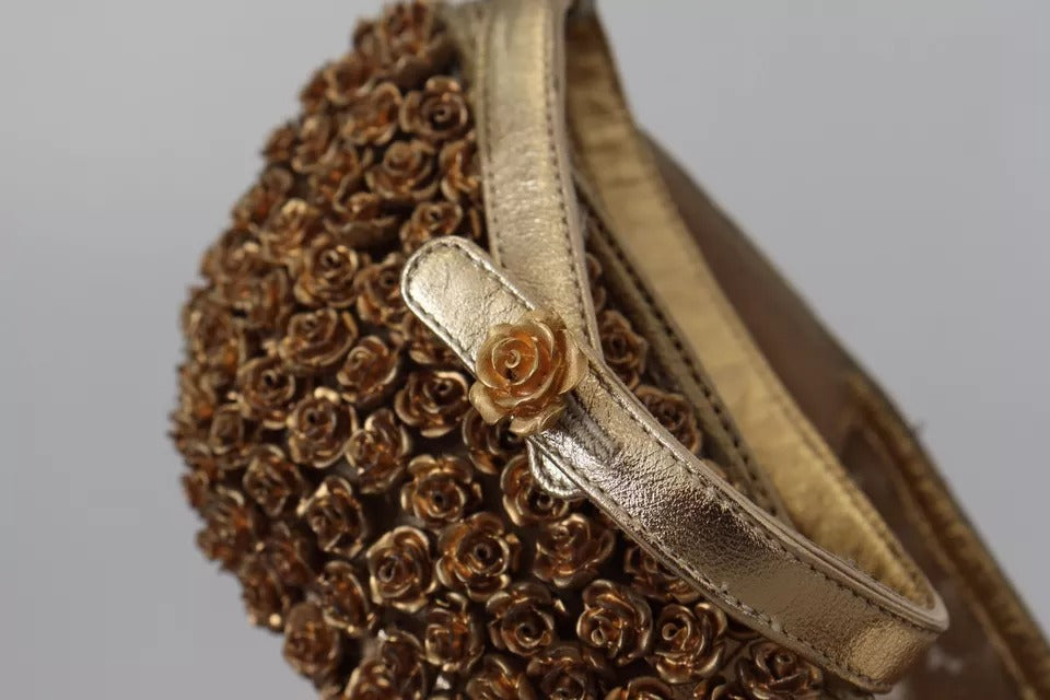 Dolce & Gabbana Gold Roses Embellished Heels Pumps Shoes by Dolce & Gabbana