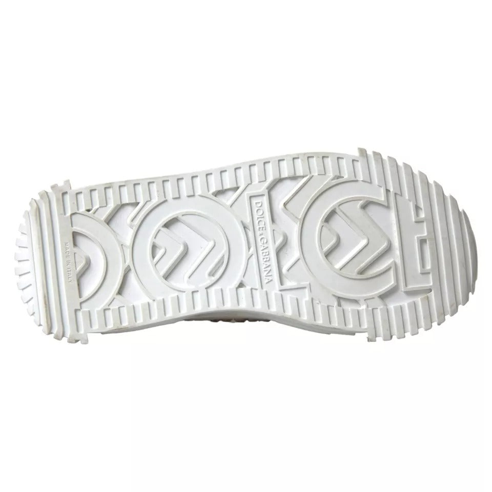 Dolce & Gabbana White NS1 Canvas Leather Embellished Sneakers Shoes by Dolce & Gabbana