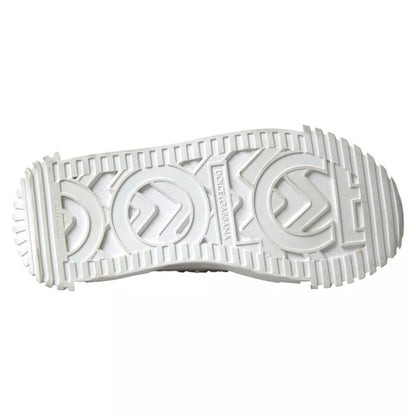 Dolce & Gabbana White NS1 Canvas Leather Embellished Sneakers Shoes by Dolce & Gabbana