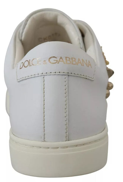 Dolce & Gabbana White Leather Gold Red Heart Sneakers Shoes by Dolce & Gabbana