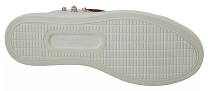 Dolce & Gabbana White Leather Gold Red Heart Sneakers Shoes by Dolce & Gabbana