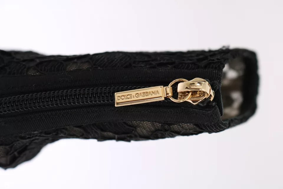 Dolce & Gabbana Black Crystal Lace Booties Stilettos Shoes by Dolce & Gabbana