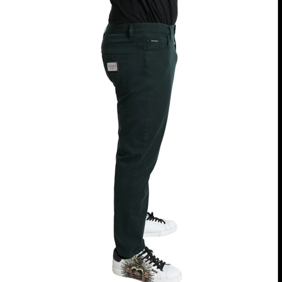 Dolce & Gabbana Green Cotton Stretch Skinny Men Denim Jeans by Dolce & Gabbana