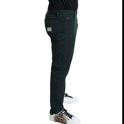 Dolce & Gabbana Green Cotton Stretch Skinny Men Denim Jeans by Dolce & Gabbana