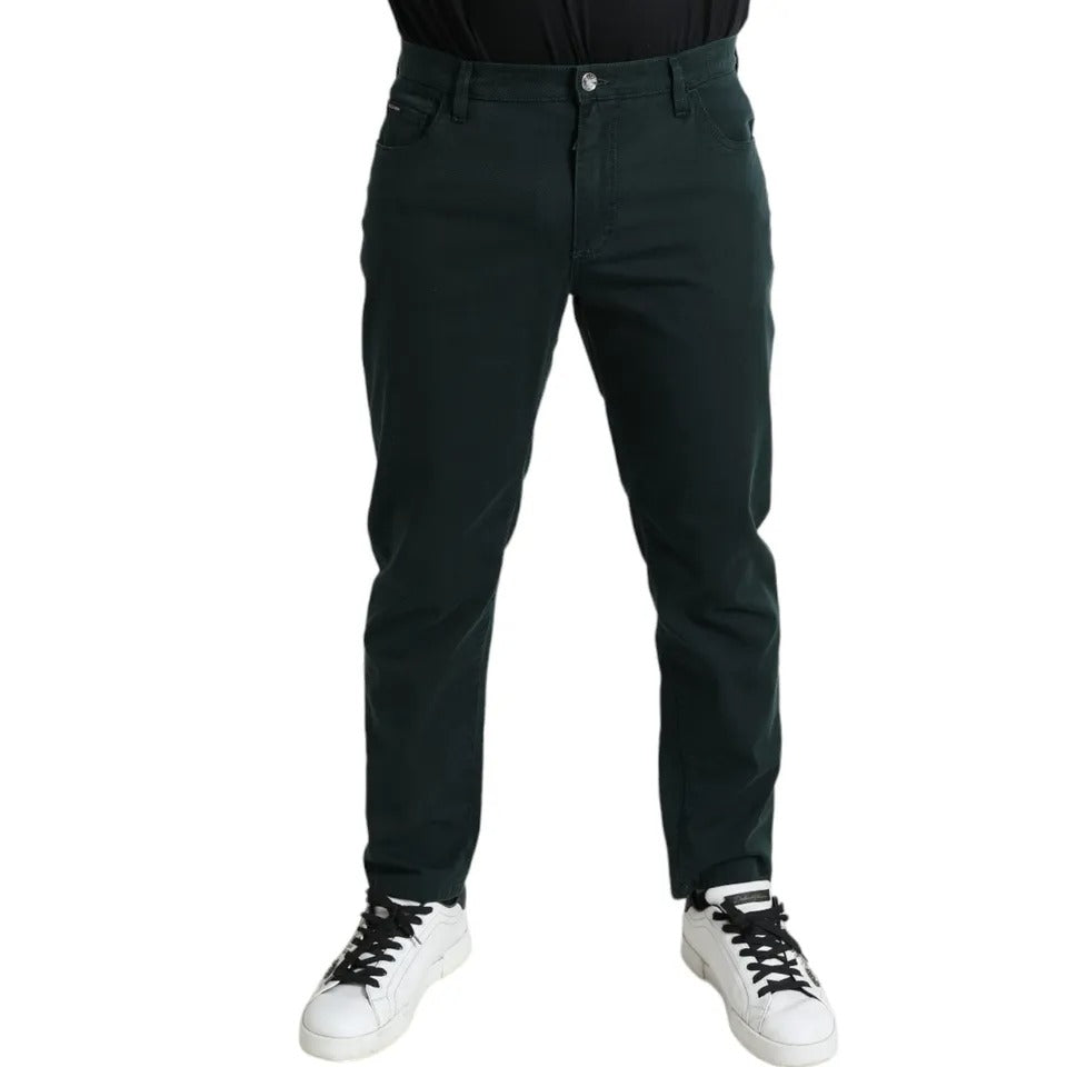 Dolce & Gabbana Green Cotton Stretch Skinny Men Denim Jeans by Dolce & Gabbana