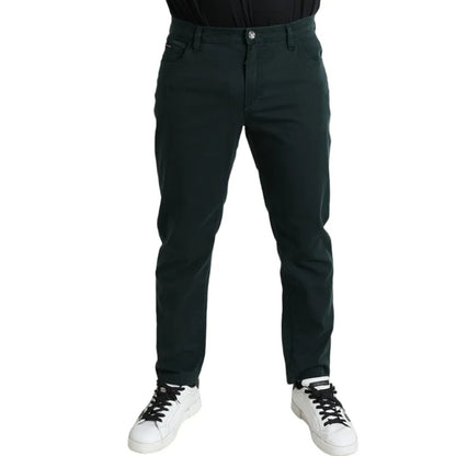Dolce & Gabbana Green Cotton Stretch Skinny Men Denim Jeans by Dolce & Gabbana