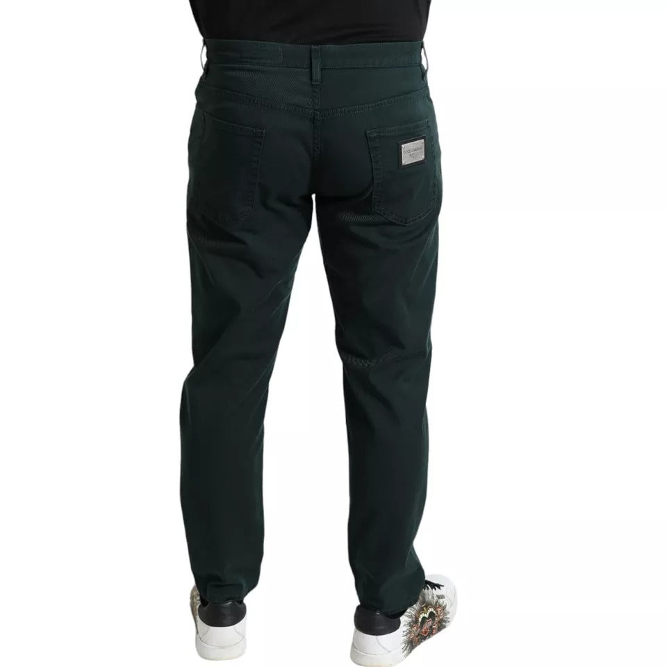 Dolce & Gabbana Green Cotton Stretch Skinny Men Denim Jeans by Dolce & Gabbana