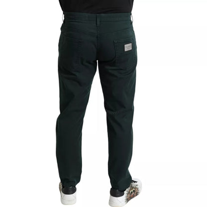 Dolce & Gabbana Green Cotton Stretch Skinny Men Denim Jeans by Dolce & Gabbana