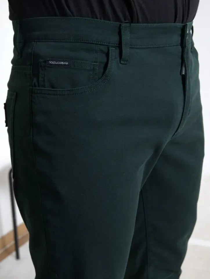 Dolce & Gabbana Green Cotton Stretch Skinny Men Denim Jeans by Dolce & Gabbana