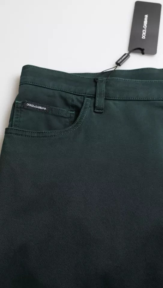 Dolce & Gabbana Green Cotton Stretch Skinny Men Denim Jeans by Dolce & Gabbana