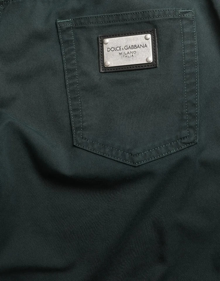 Dolce & Gabbana Green Cotton Stretch Skinny Men Denim Jeans by Dolce & Gabbana