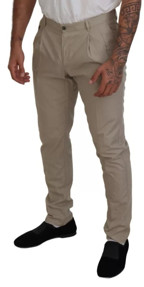 Dolce & Gabbana Beige Cotton Chino Men Formal Pants by Dolce & Gabbana