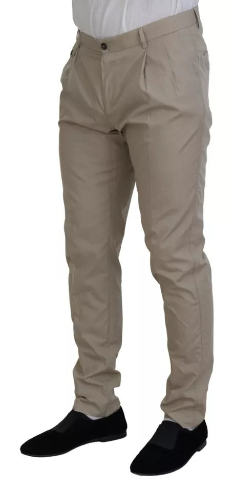 Dolce & Gabbana Beige Cotton Chino Men Formal Pants by Dolce & Gabbana