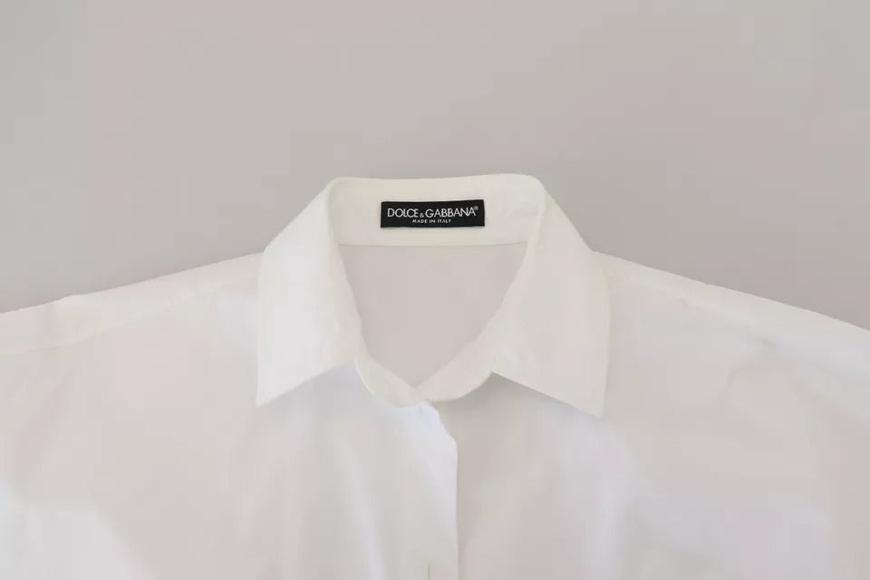 Dolce & Gabbana White Cotton Button Front Short Sleeve Shirt by Dolce & Gabbana
