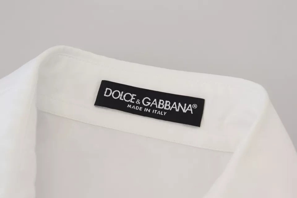Dolce & Gabbana White Cotton Button Front Short Sleeve Shirt by Dolce & Gabbana