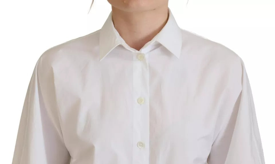 Dolce & Gabbana White Cotton Button Front Short Sleeve Shirt by Dolce & Gabbana