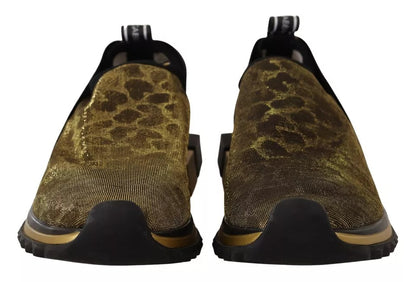 Dolce & Gabbana Gold Glitter Leopard Sorrento Sneakers Shoes by Dolce & Gabbana