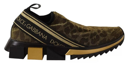 Dolce & Gabbana Gold Glitter Leopard Sorrento Sneakers Shoes by Dolce & Gabbana