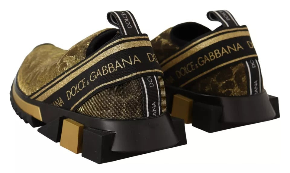 Dolce & Gabbana Gold Glitter Leopard Sorrento Sneakers Shoes by Dolce & Gabbana