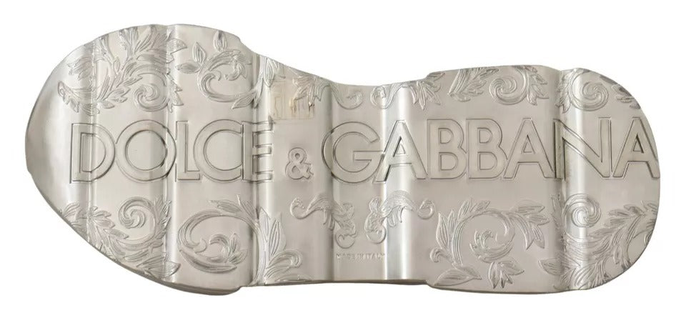 Dolce & Gabbana White Silver Leather Daymaster Sneakers Shoes by Dolce & Gabbana