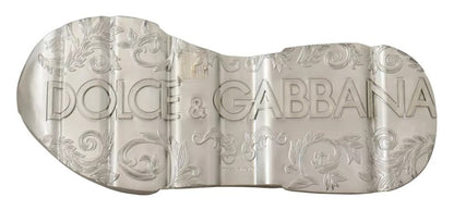 Dolce & Gabbana White Silver Leather Daymaster Sneakers Shoes by Dolce & Gabbana