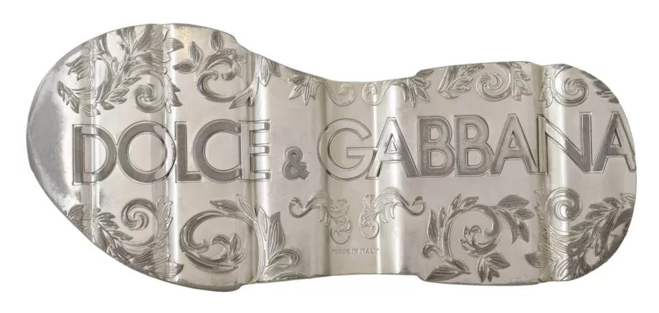 Dolce & Gabbana White Silver Leather Daymaster Sneakers Shoes by Dolce & Gabbana
