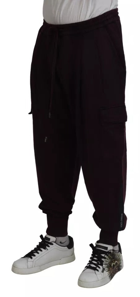Dolce & Gabbana Bordeaux Cotton Cargo Jogger Sweatpants Pants by Dolce & Gabbana