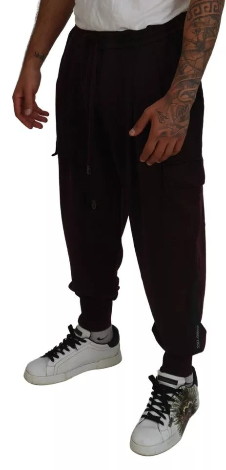Dolce & Gabbana Bordeaux Cotton Cargo Jogger Sweatpants Pants by Dolce & Gabbana