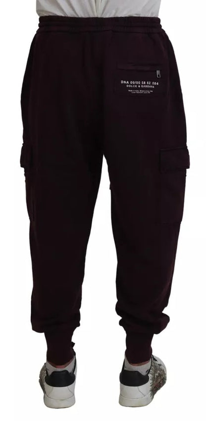 Dolce & Gabbana Bordeaux Cotton Cargo Jogger Sweatpants Pants by Dolce & Gabbana