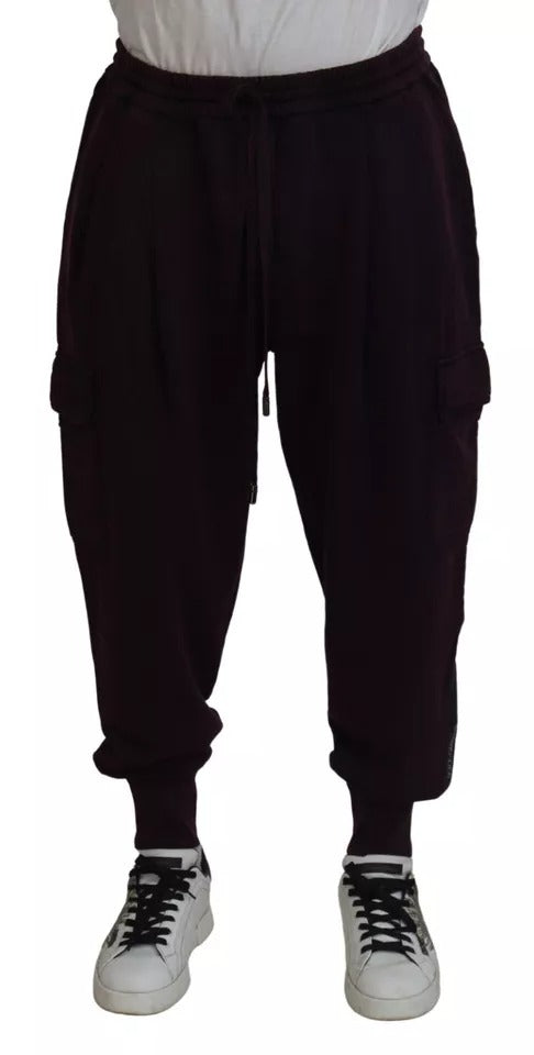 Dolce & Gabbana Bordeaux Cotton Cargo Jogger Sweatpants Pants by Dolce & Gabbana
