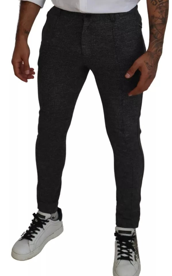 Dolce & Gabbana Gray Chevron Viscose Skinny Pants by Dolce & Gabbana