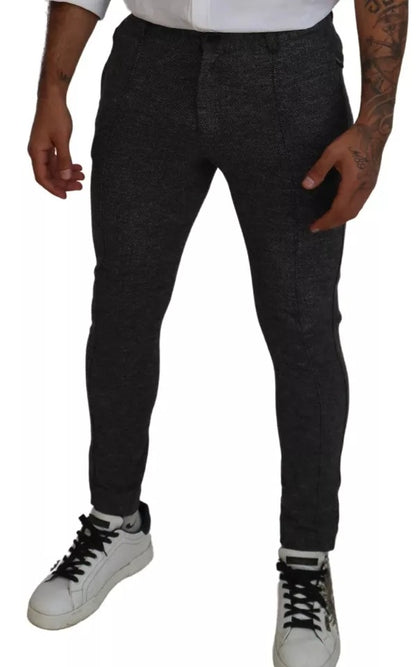 Dolce & Gabbana Gray Chevron Viscose Skinny Pants by Dolce & Gabbana
