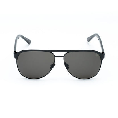 Lunettes de soleil Belstaff en cuir de veau noir
