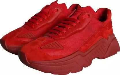Dolce & Gabbana Red Leather Daymaster Low Top Sneakers Shoes by Dolce & Gabbana
