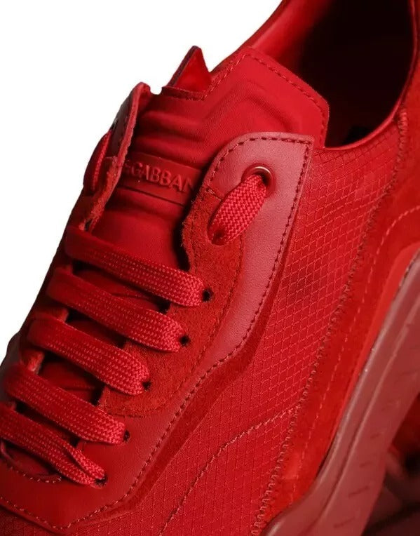 Dolce & Gabbana Red Leather Daymaster Low Top Sneakers Shoes by Dolce & Gabbana