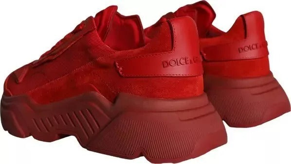Dolce & Gabbana Red Leather Daymaster Low Top Sneakers Shoes by Dolce & Gabbana