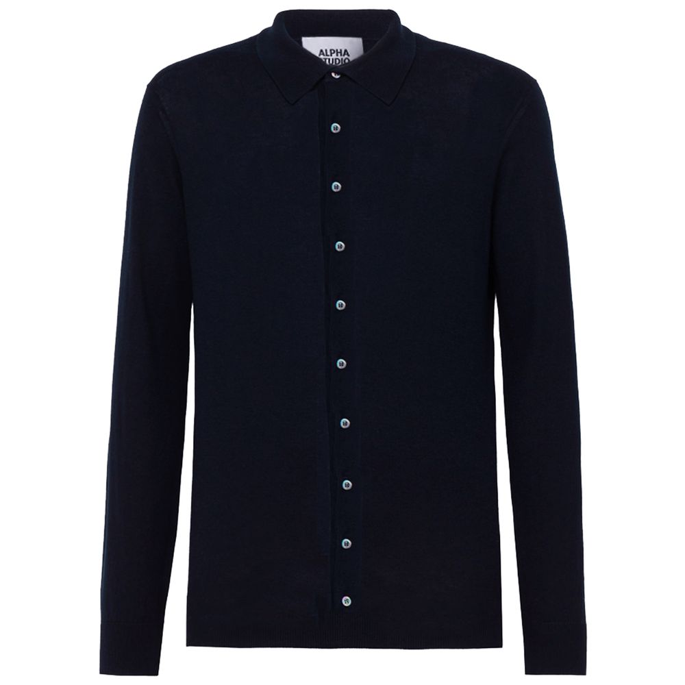 Alpha Studio Blue Cotton Shirt by Alpha Studio