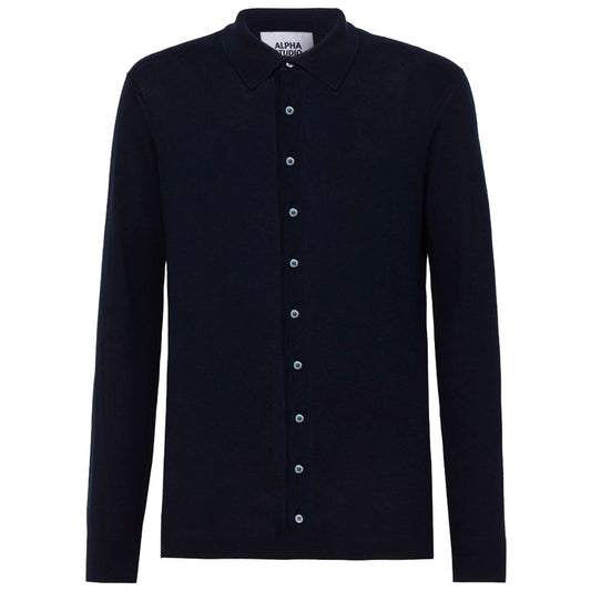Alpha Studio Blue Cotton Shirt by Alpha Studio