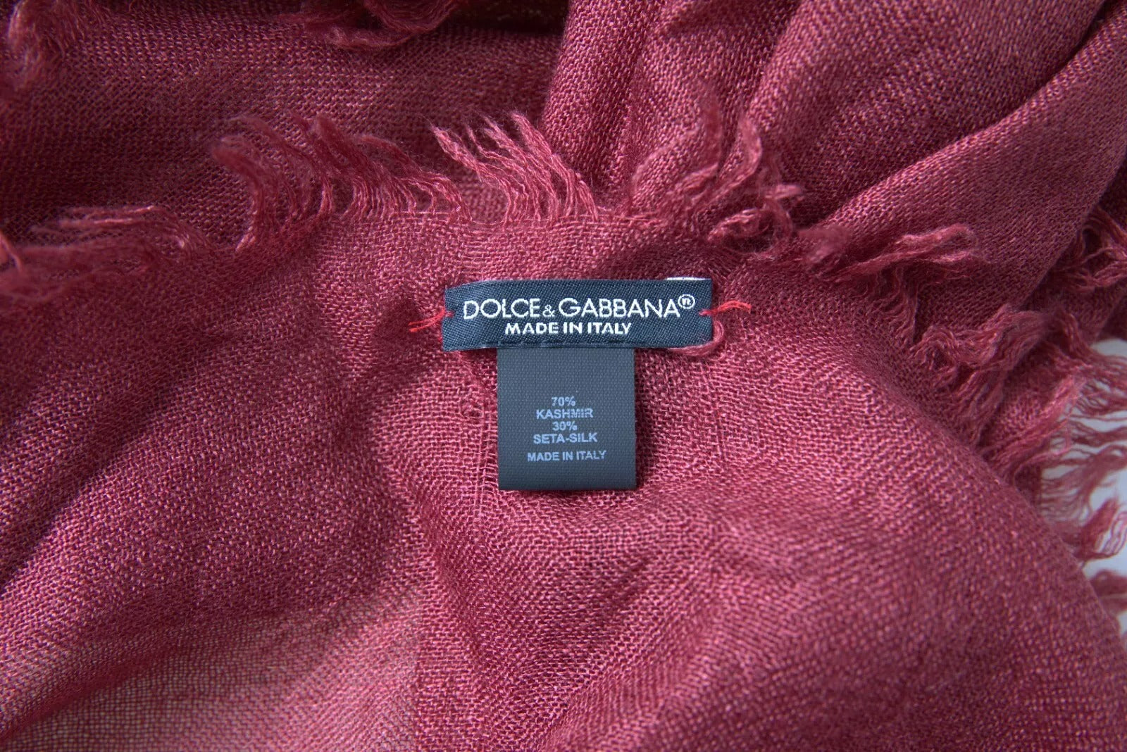 Dolce & Gabbana Maroon Cashmere Knit Wrap Shawl Fringe Scarf by Dolce & Gabbana