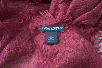 Dolce & Gabbana Maroon Cashmere Knit Wrap Shawl Fringe Scarf by Dolce & Gabbana